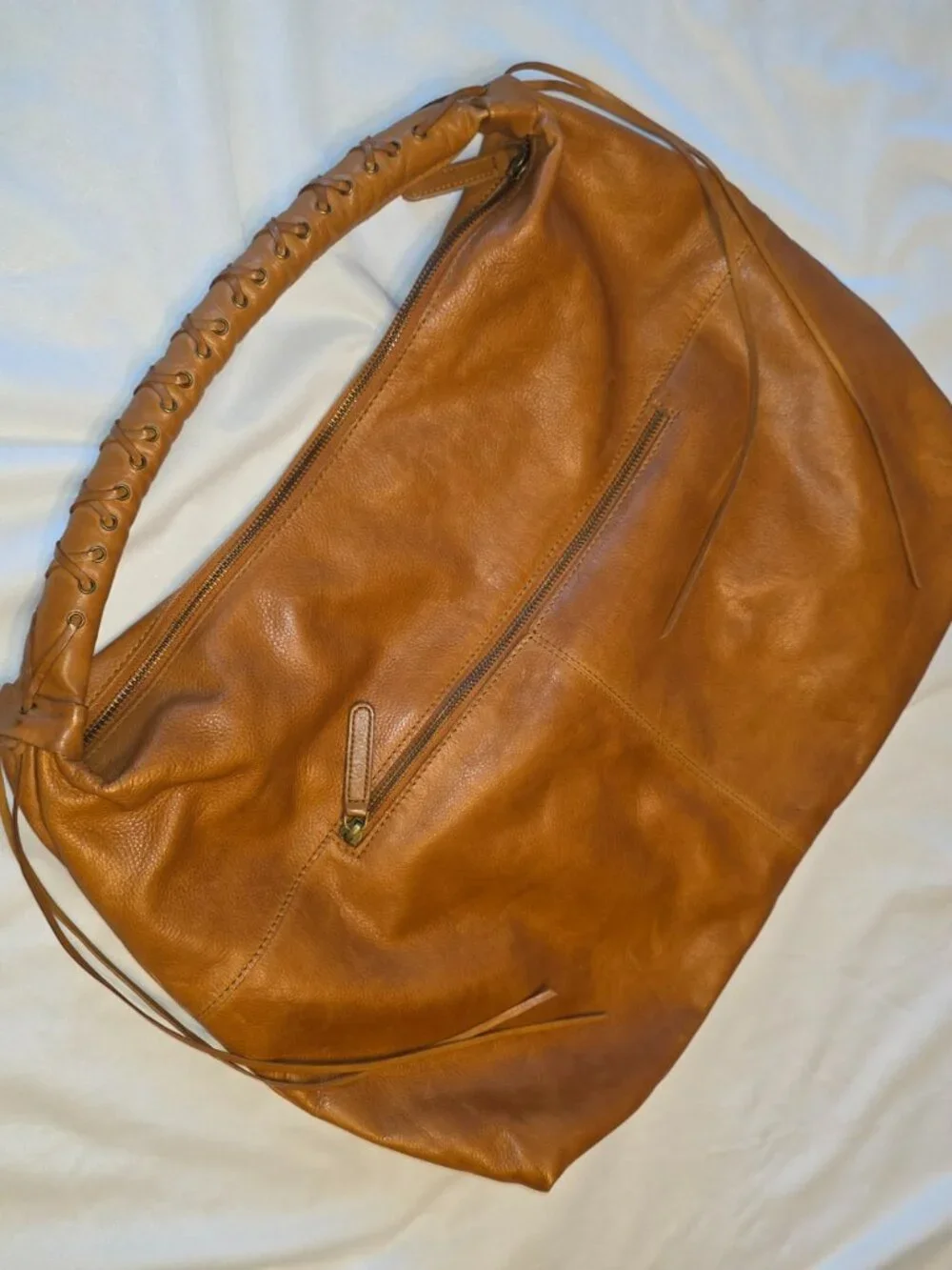 Vilenca Holland Leather Hobo Bag Oversized Cognac Slouchy Purse Quiet Luxury